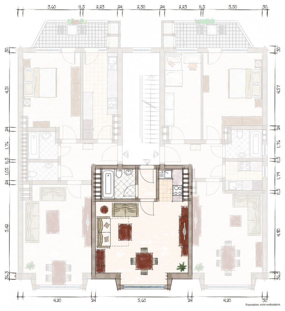 Zeichnung Etagenwohnung D�sseldorf