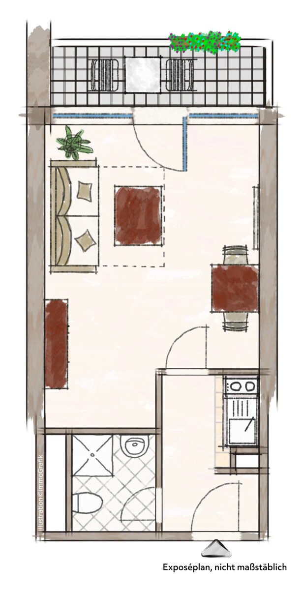 Zeichnung Etagenwohnung D�sseldorf