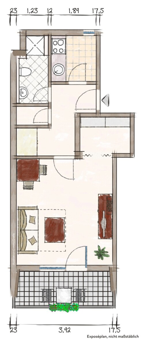Zeichnung Etagenwohnung D�sseldorf